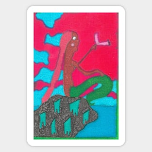 Mermaid with Pink Foot Sticker